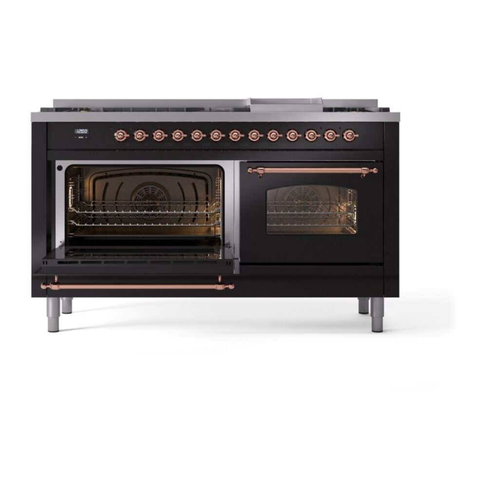 ILVE UP60FNMPBKP Nostalgie II 60" Dual Fuel Range, main oven door opened