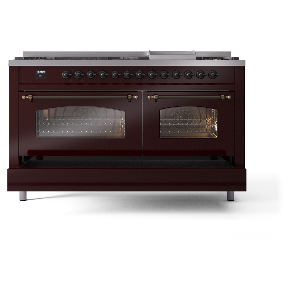 ILVE UP60FNMPBUBLP Nostalgie II 60" Dual Fuel Range, drawer opened