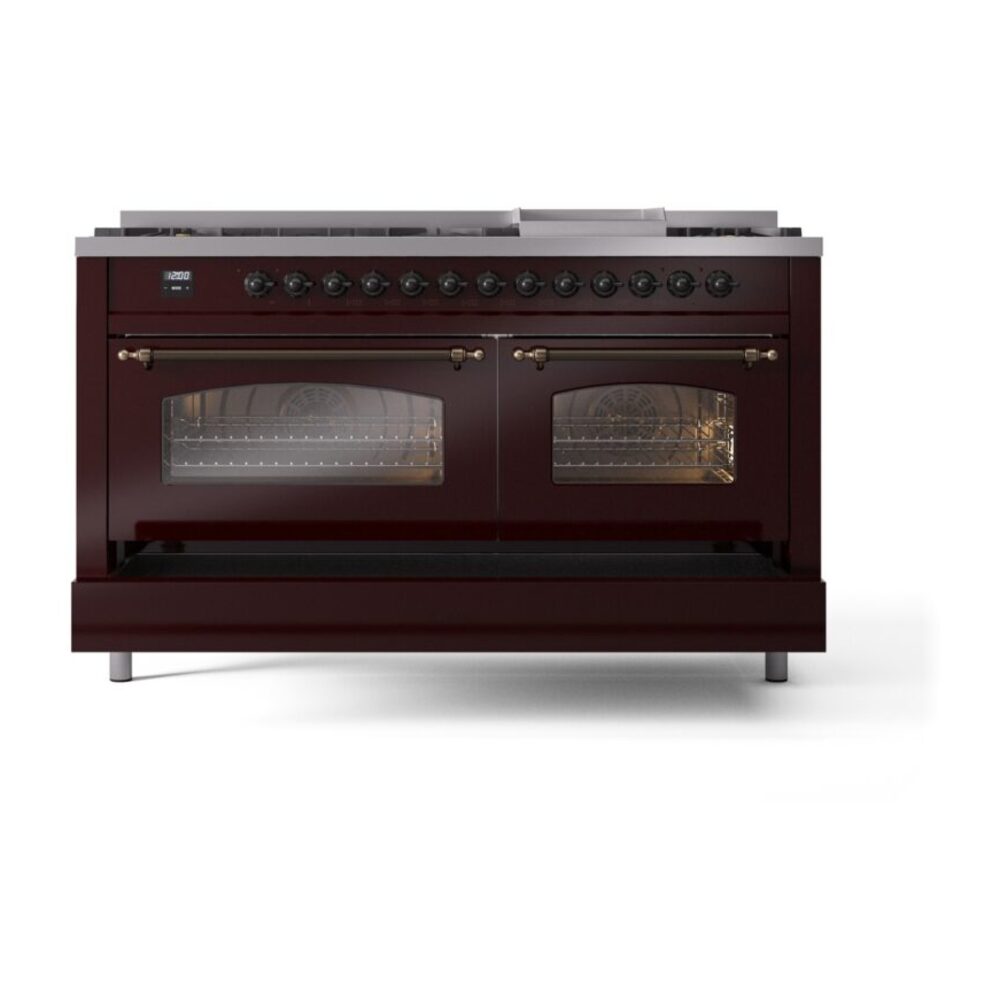 ILVE UP60FNMPBUBLP Nostalgie II 60" Dual Fuel Range, drawer opened