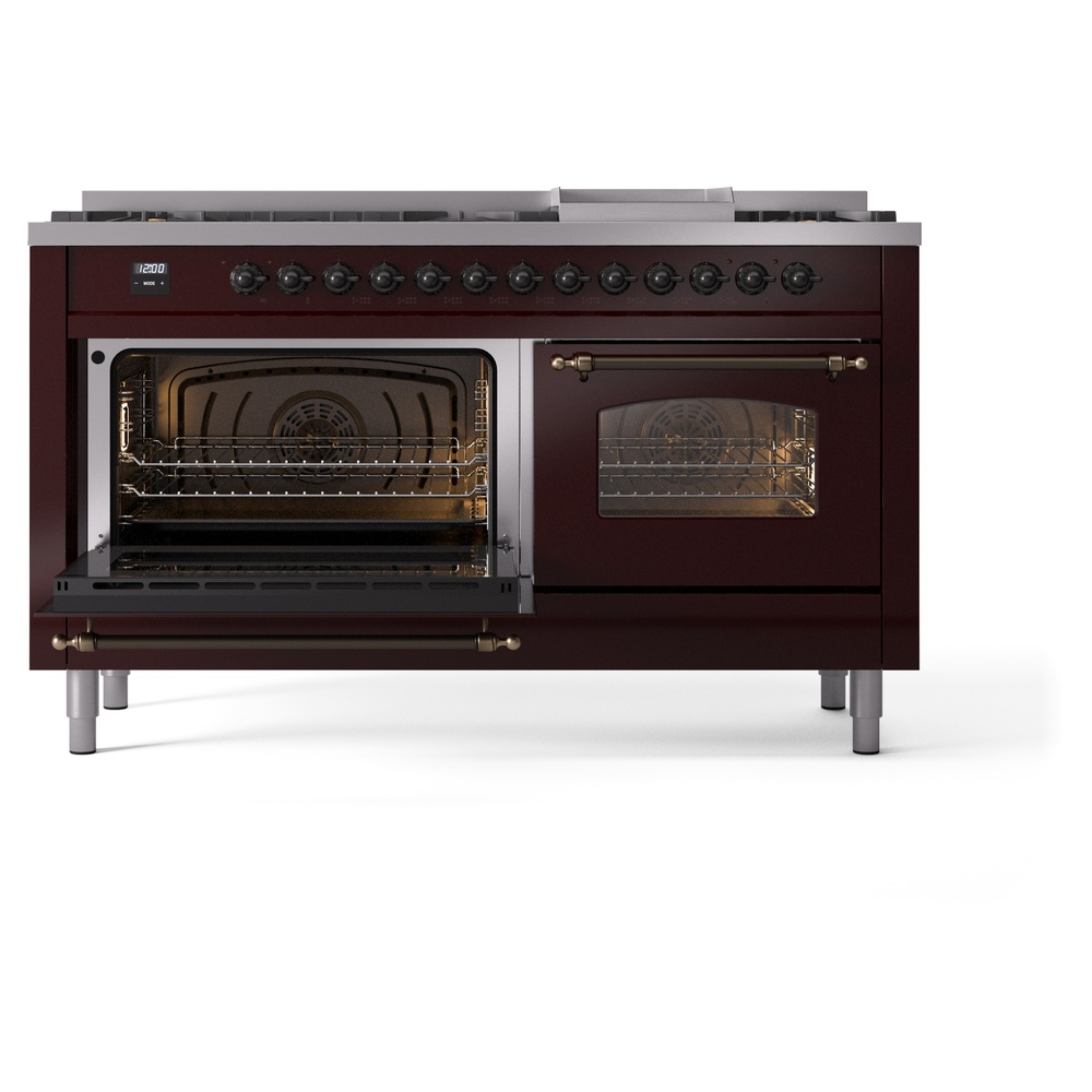 ILVE UP60FNMPBUB Nostalgie II 60" Dual Fuel Range, main oven door opened