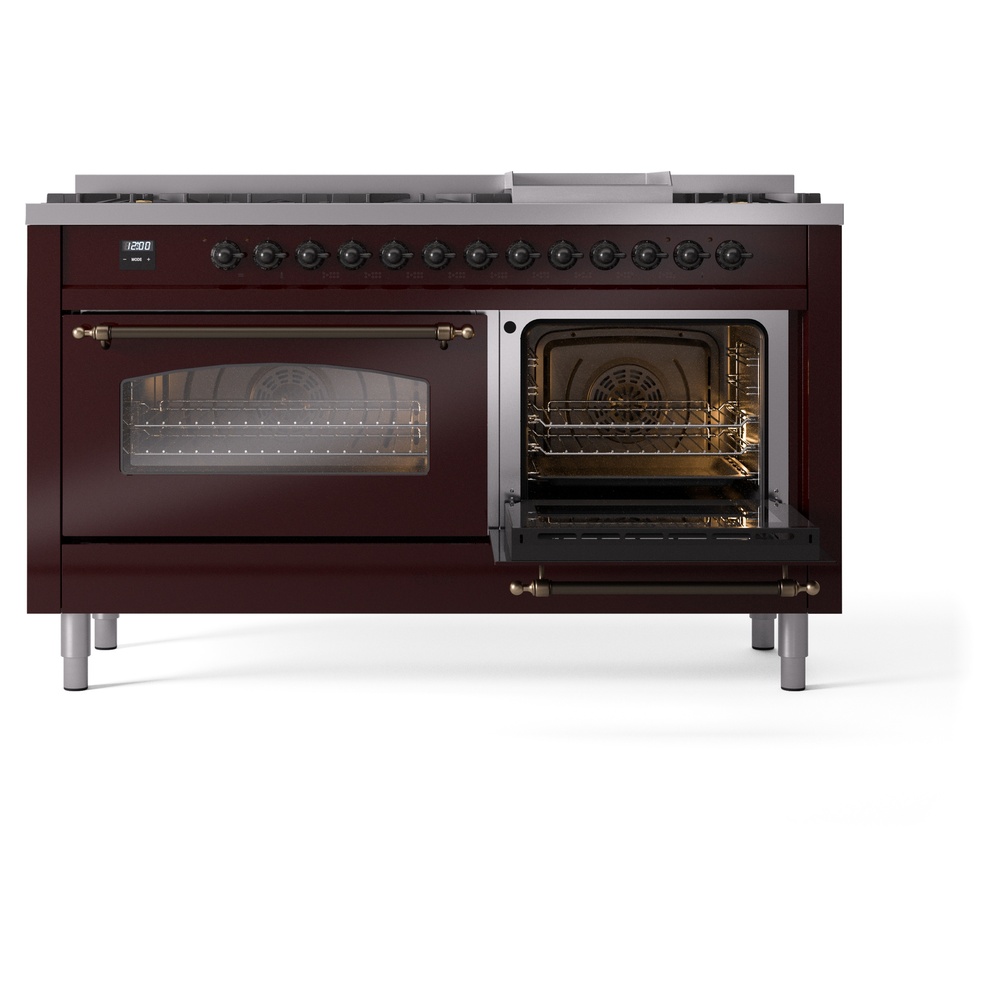 ILVE UP60FNMPBUB Nostalgie II 60" Dual Fuel Range, side oven door opened