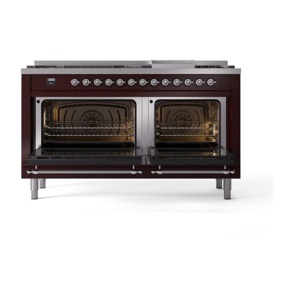 ILVE UP60FNMPBUCLP Nostalgie II 60" Dual Fuel Range, oven doors opened