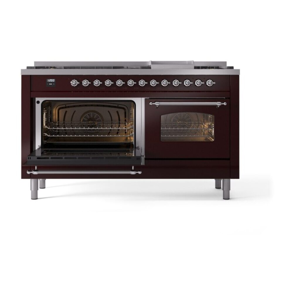 ILVE UP60FNMPBUCLP Nostalgie II 60" Dual Fuel Range, main oven door opened