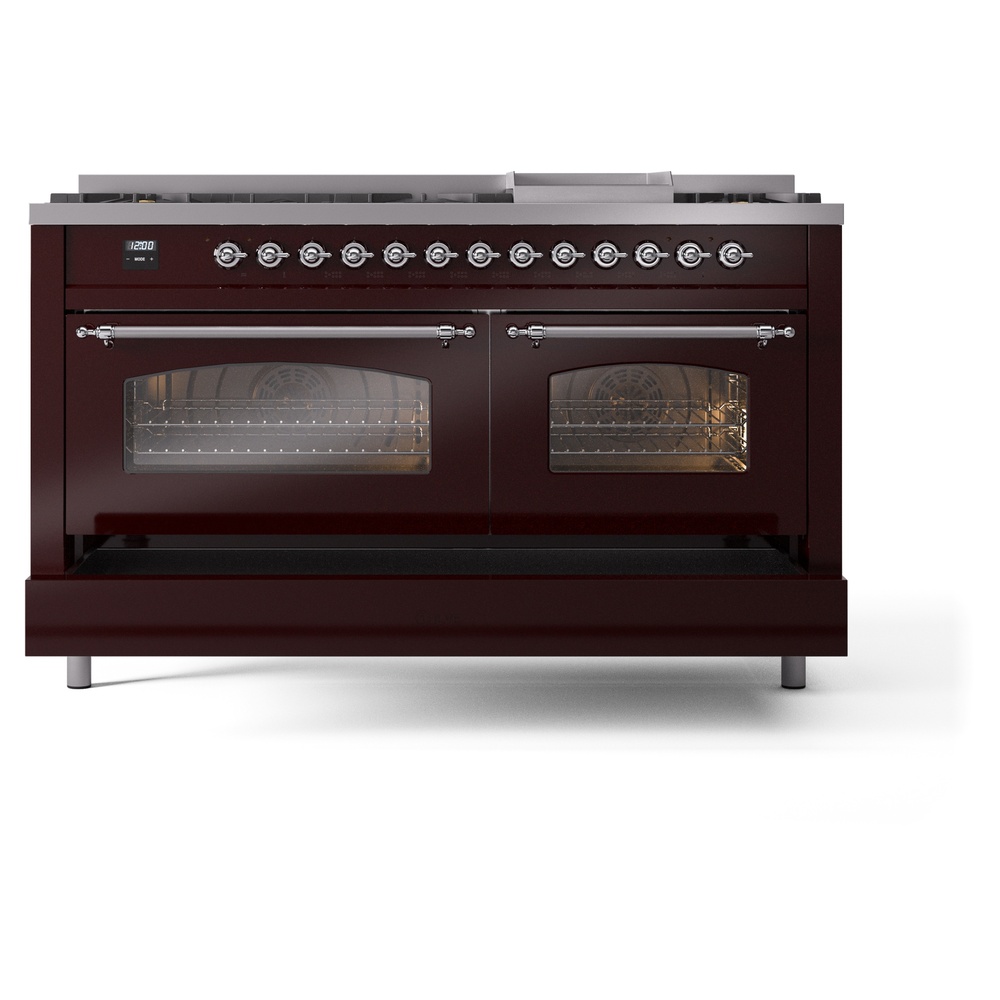 ILVE UP60FNMPBUCLP Nostalgie II 60" Dual Fuel Range, drawer opened