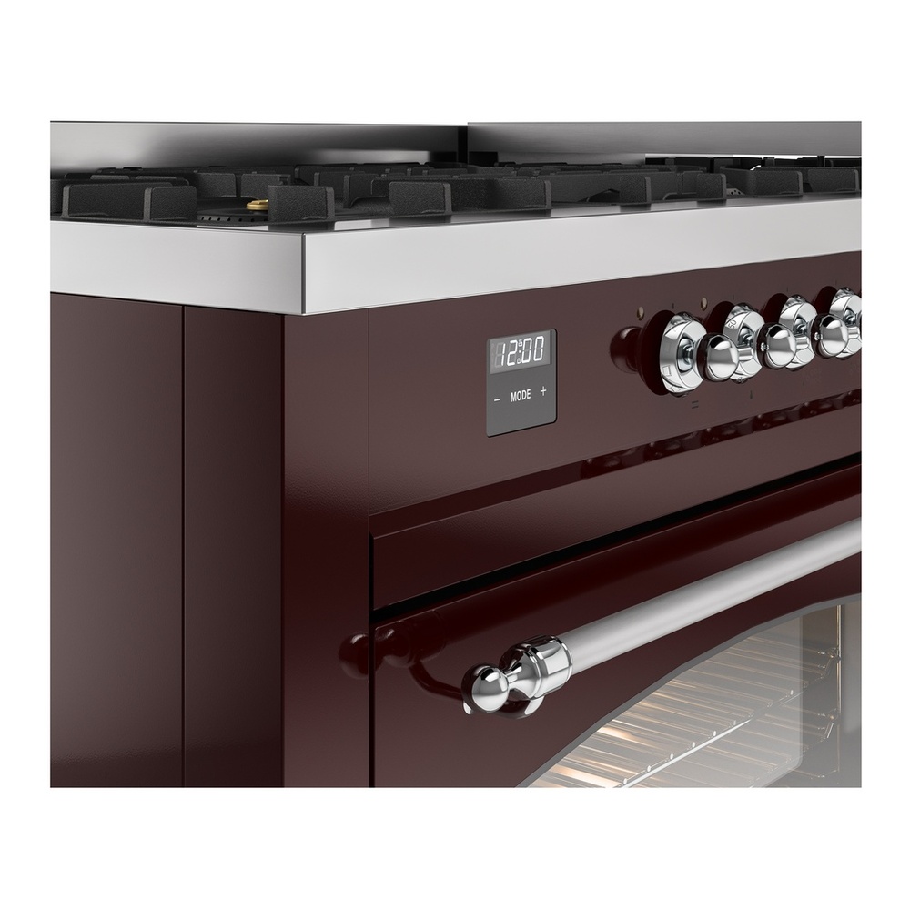 ILVE UP60FNMPBUC Nostalgie II 60 inch Dual Fuel Range with 5.8 cu. ft. Total Double Oven Capacity (9 Sealed Burners + Griddle, Natural Gas, Triple Glass Door, Burgundy, Chrome) 10 ILVE UP60FNMPBUC Nostalgie II 60" Dual Fuel Range, details