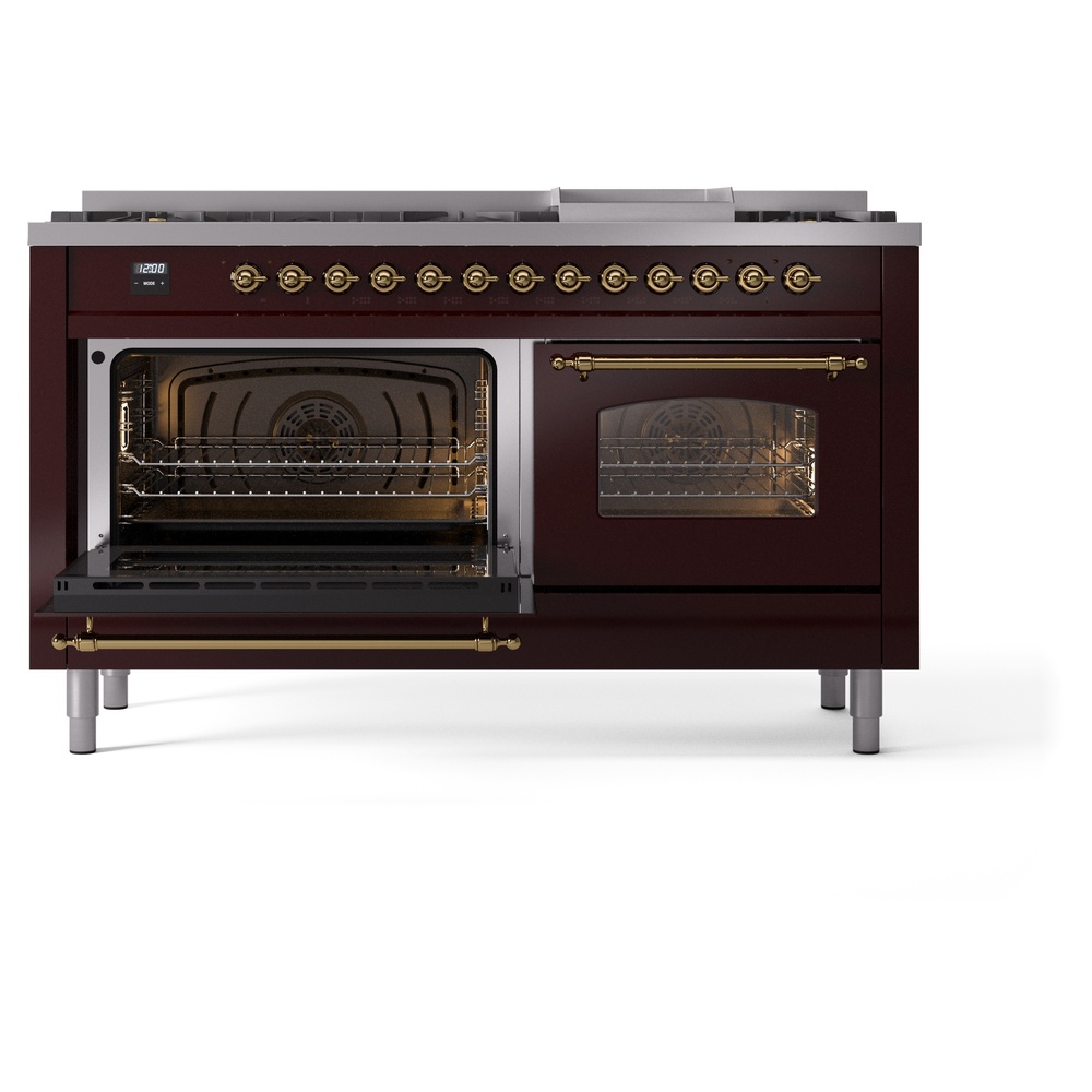 ILVE UP60FNMPBUG Nostalgie II 60" Dual Fuel Range, main oven door opened