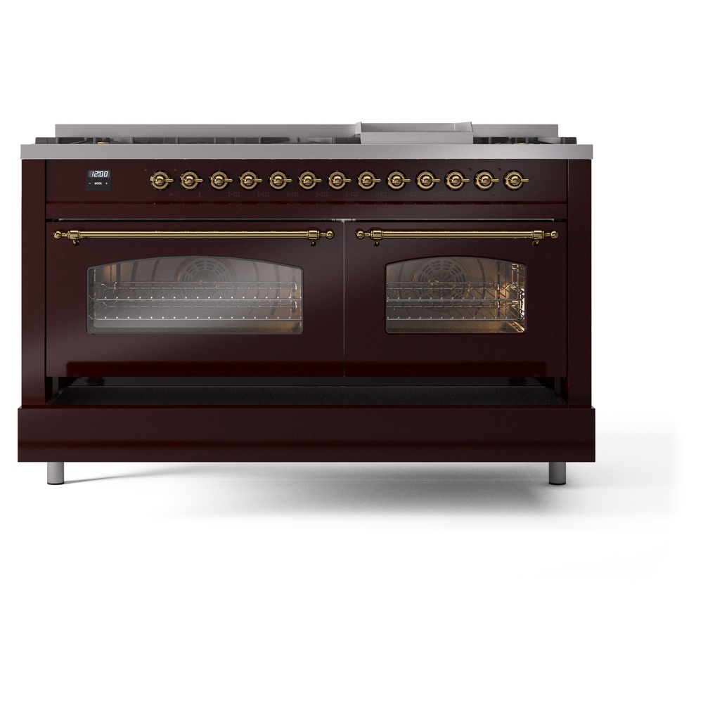 ILVE UP60FNMPBUG Nostalgie II 60" Dual Fuel Range, drawer opened