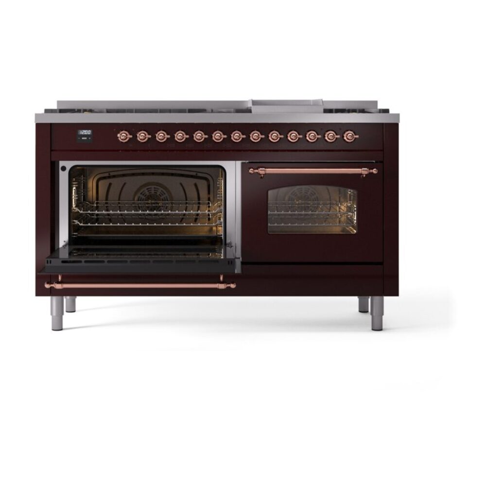 ILVE UP60FNMPBUP Nostalgie II 60" Dual Fuel Range, main oven door opened