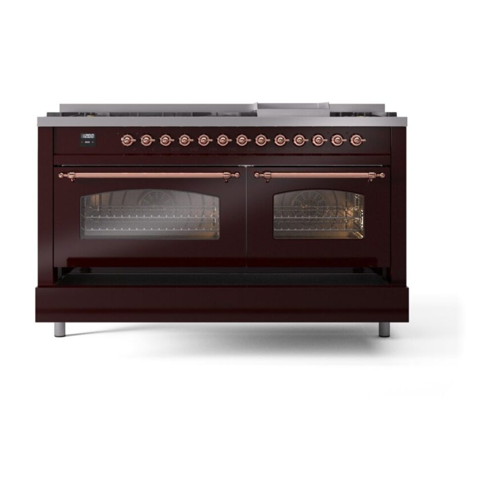 ILVE UP60FNMPBUP Nostalgie II 60" Dual Fuel Range, drawer opened