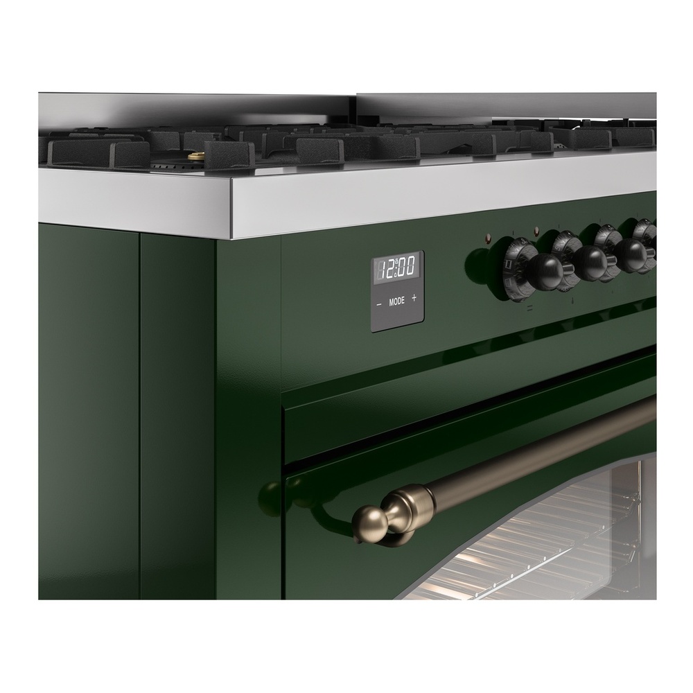 ILVE UP60FNMPEGBLP Nostalgie II 60 inch Dual Fuel Range with 5.8 cu. ft. Total Double Oven Capacity (9 Sealed Burners + Griddle, Liquid Propane, Triple Glass Door, Emerald Green, Burnished) 10 ILVE UP60FNMPEGBLP Nostalgie II 60" Dual Fuel Range, details
