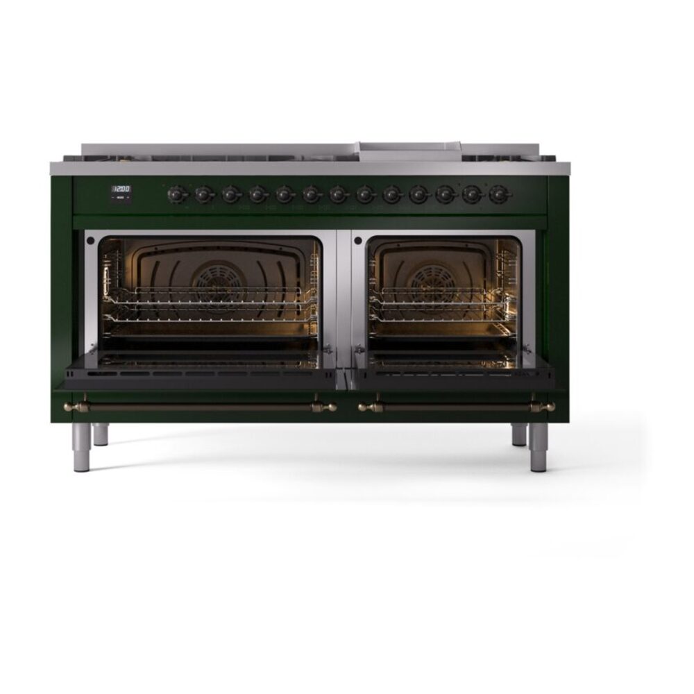ILVE UP60FNMPEGB Nostalgie II 60" Dual Fuel Range, oven doors opened