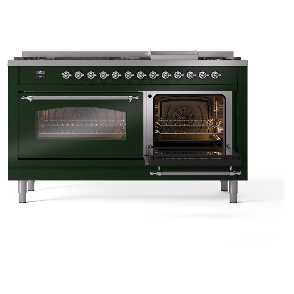 ILVE UP60FNMPEGCLP Nostalgie II 60" Dual Fuel Range, side oven door opened