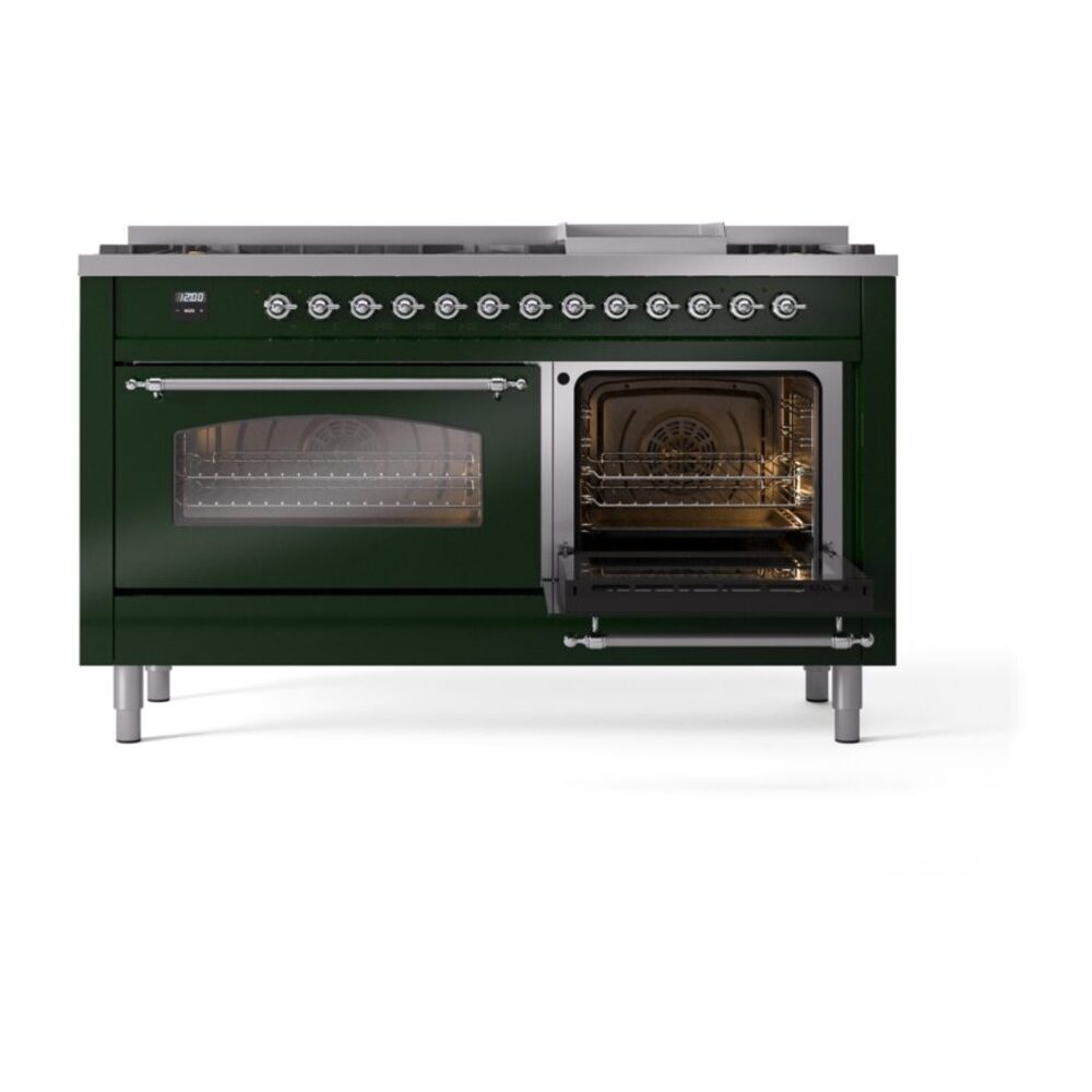 ILVE UP60FNMPEGCLP Nostalgie II 60" Dual Fuel Range, side oven door opened