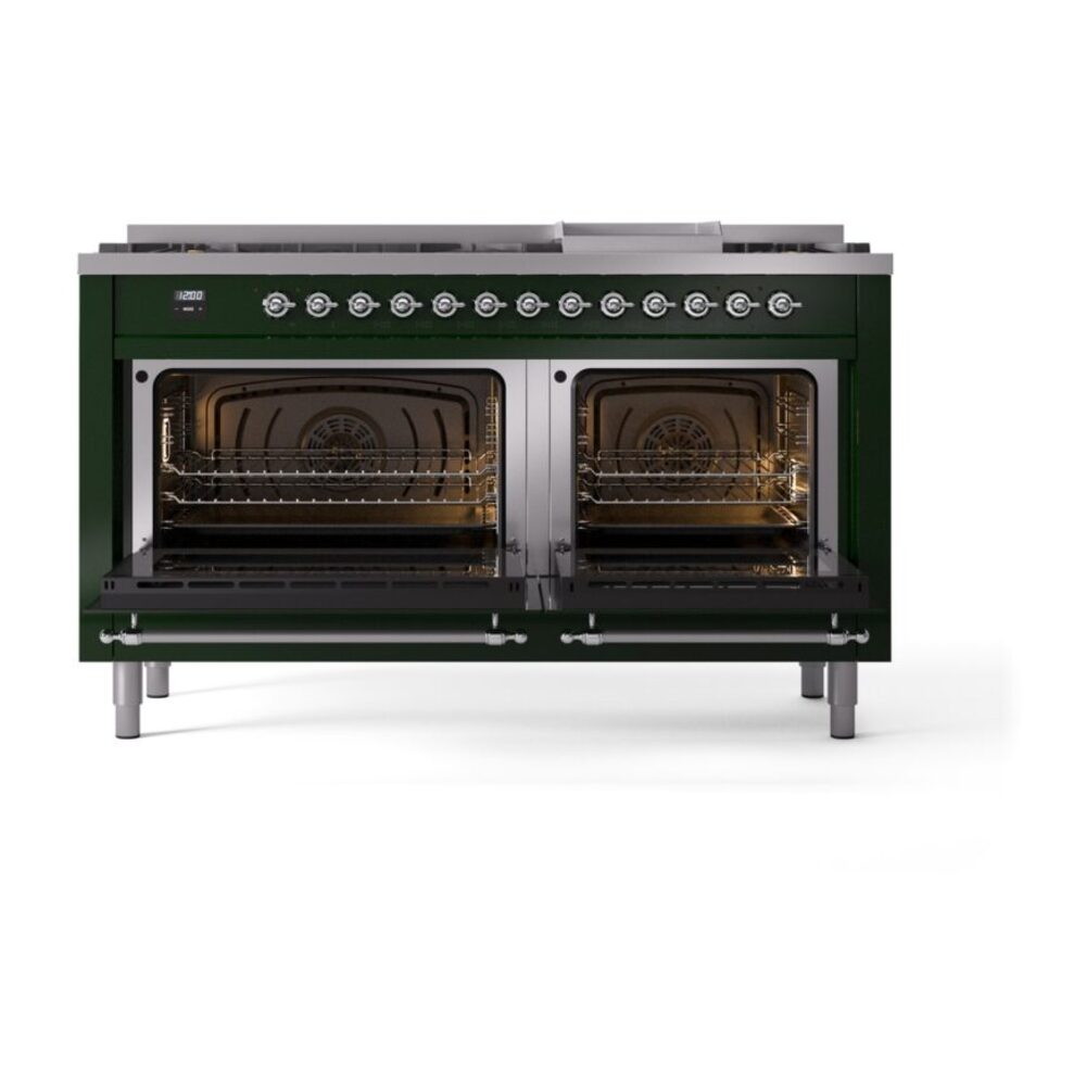ILVE UP60FNMPEGC Nostalgie II 60" Dual Fuel Range, oven doors opened