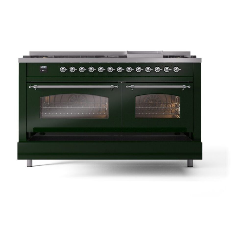 ILVE UP60FNMPEGC Nostalgie II 60" Dual Fuel Range, drawer opened