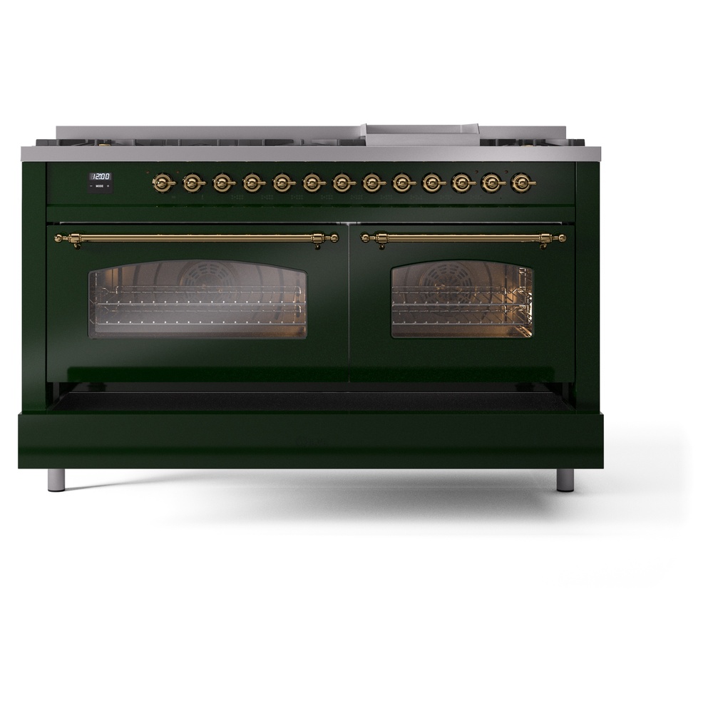 ILVE UP60FNMPEGGLP Nostalgie II 60" Dual Fuel Range, drawer opened
