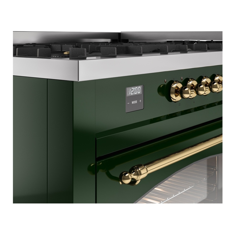 ILVE UP60FNMPEGGLP Nostalgie II 60 inch Dual Fuel Range with 5.8 cu. ft. Total Double Oven Capacity (9 Sealed Burners + Griddle, Liquid Propane, Triple Glass Door, Emerald Green, Brass) 10 ILVE UP60FNMPEGGLP Nostalgie II 60" Dual Fuel Range, details