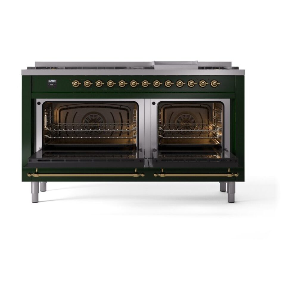 ILVE UP60FNMPEGG Nostalgie II 60" Dual Fuel Range, oven doors opened