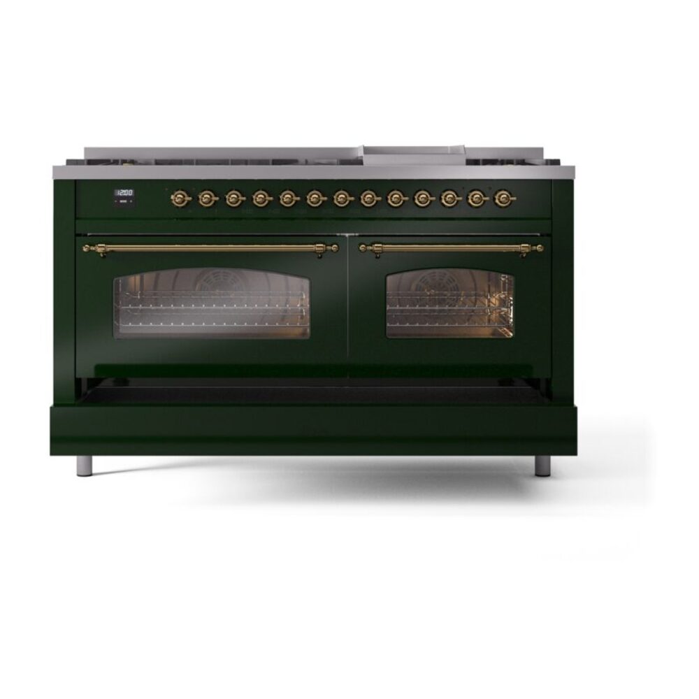 ILVE UP60FNMPEGG Nostalgie II 60" Dual Fuel Range, drawer opened