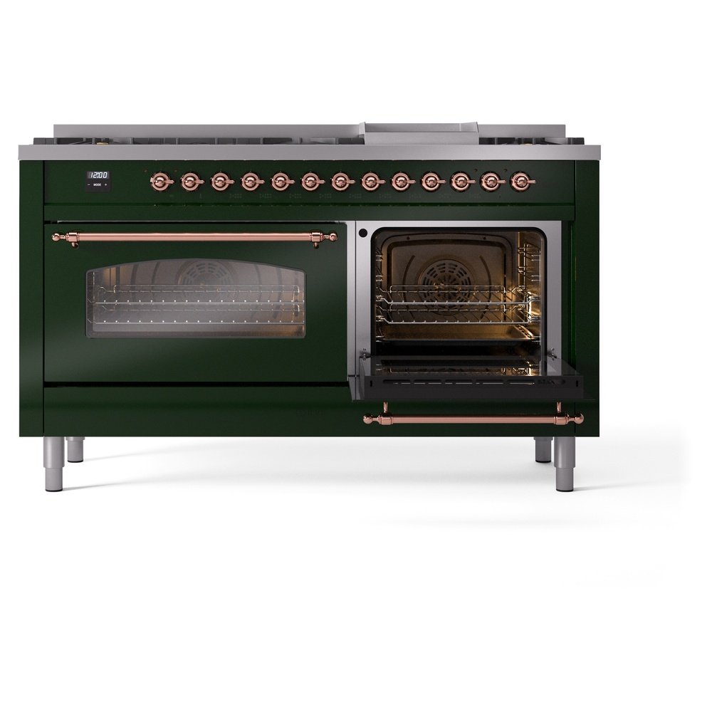 ILVE UP60FNMPEGPLP Nostalgie II 60" Dual Fuel Range, side oven door opened