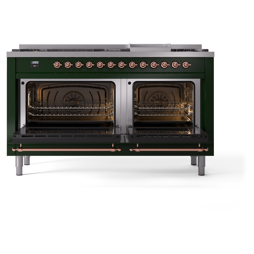 ILVE UP60FNMPEGP Nostalgie II 60" Dual Fuel Range, oven doors opened