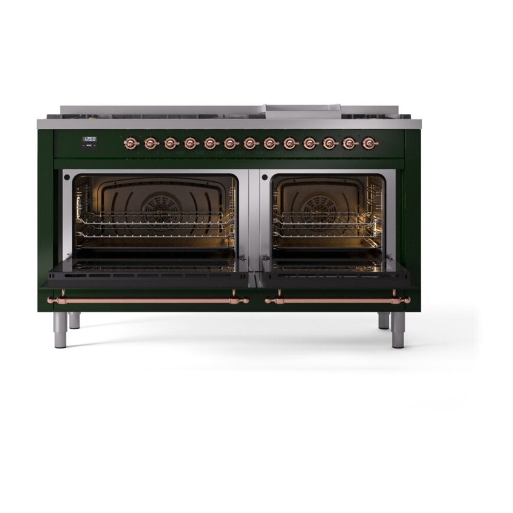 ILVE UP60FNMPEGP Nostalgie II 60" Dual Fuel Range, oven doors opened