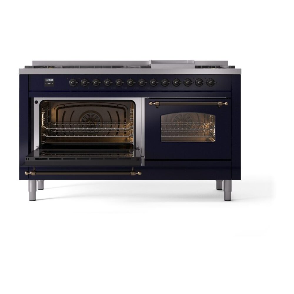 ILVE UP60FNMPMBBLP Nostalgie II 60" Dual Fuel Range, main oven door opened