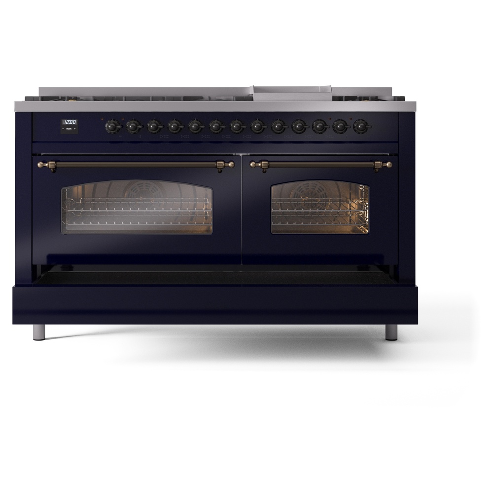 ILVE UP60FNMPMBBLP Nostalgie II 60" Dual Fuel Range, drawer opened
