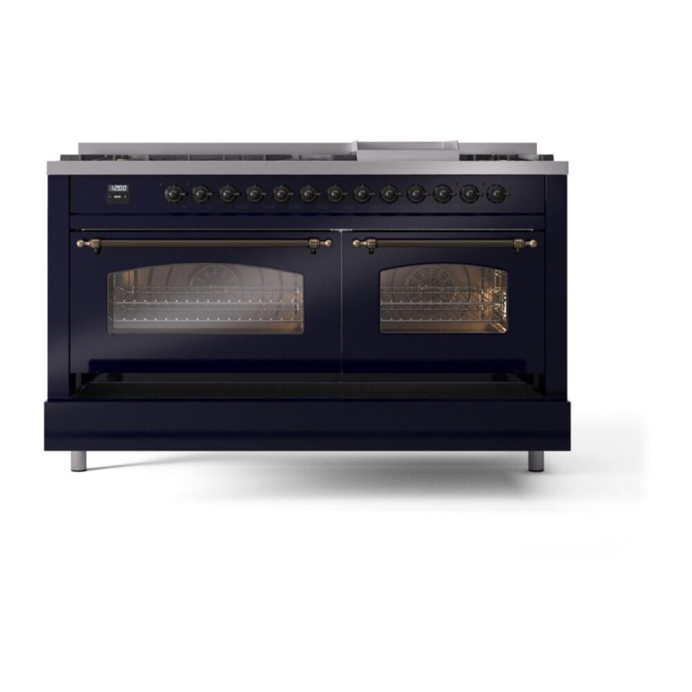 ILVE UP60FNMPMBBLP Nostalgie II 60" Dual Fuel Range, drawer opened