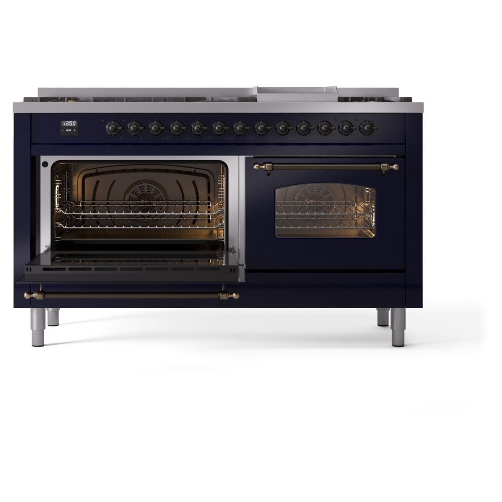 ILVE UP60FNMPMBB Nostalgie II 60" Dual Fuel Range, main oven door opened