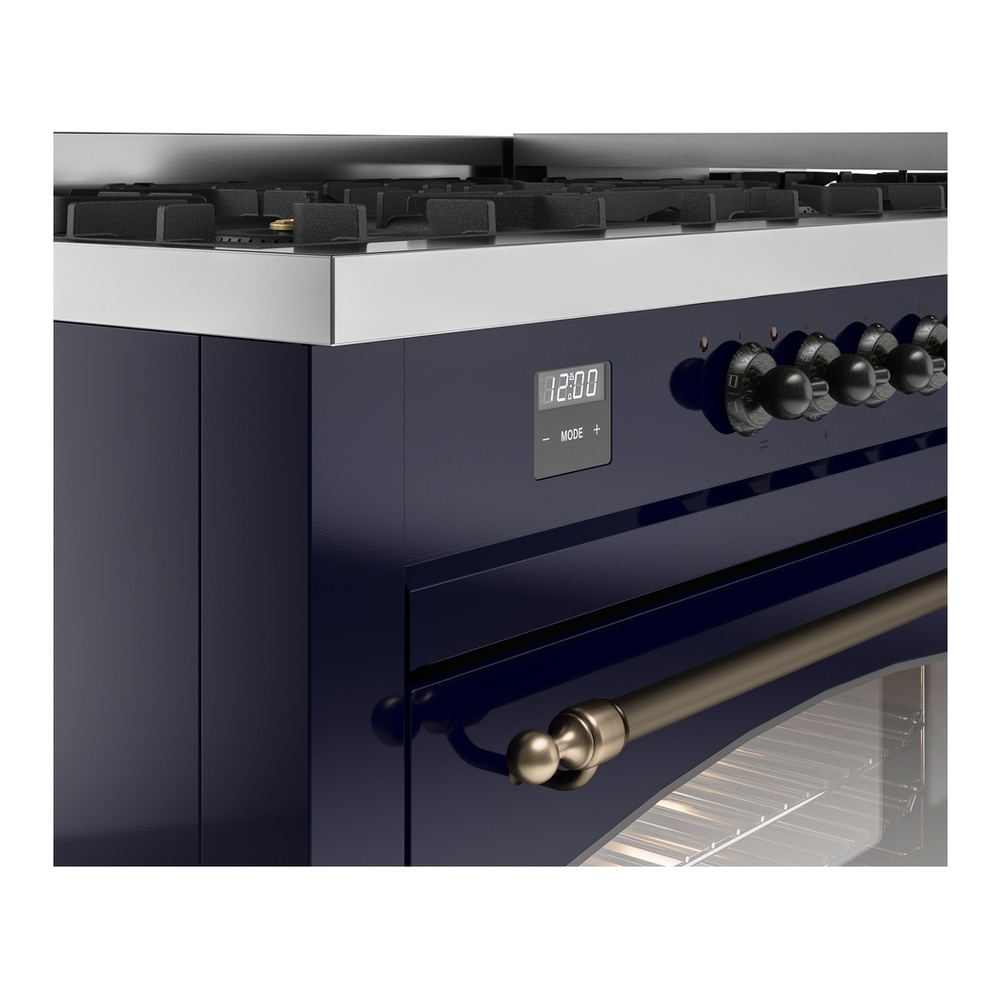 ILVE UP60FNMPMBB Nostalgie II 60 inch Dual Fuel Range with 5.8 cu. ft. Total Double Oven Capacity (9 Sealed Burners + Griddle, Natural Gas, Triple Glass Door, Midnight Blue, Burnished) 10 ILVE UP60FNMPMBB Nostalgie II 60" Dual Fuel Range, details