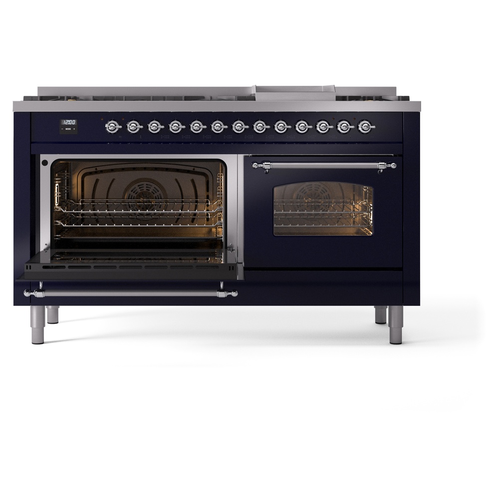 ILVE UP60FNMPMBCLP Nostalgie II 60" Dual Fuel Range, main oven door opened