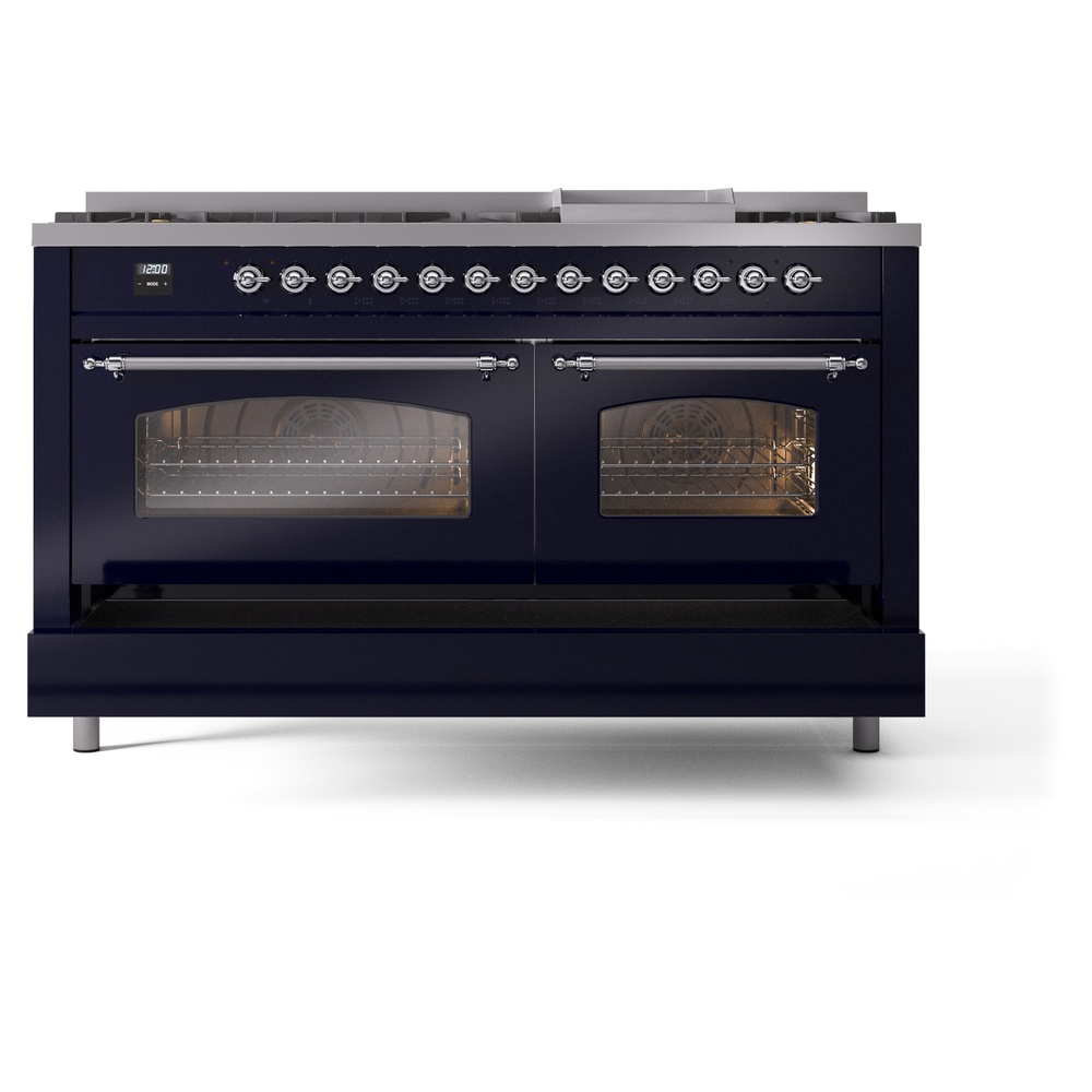 ILVE UP60FNMPMBCLP Nostalgie II 60" Dual Fuel Range, drawer opened