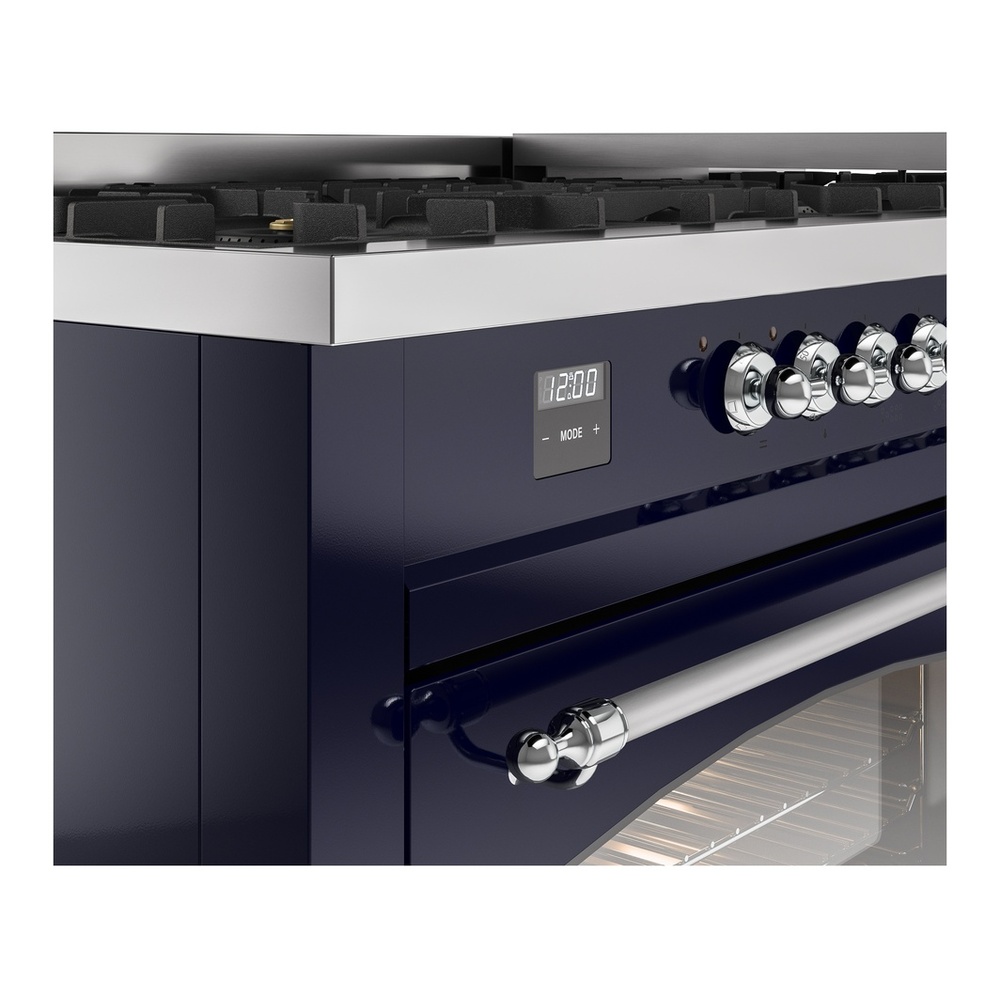 ILVE UP60FNMPMBCLP Nostalgie II 60 inch Dual Fuel Range with 5.8 cu. ft. Total Double Oven Capacity (9 Sealed Burners + Griddle, Liquid Propane, Triple Glass Door, Midnight Blue, Chrome) 10 ILVE UP60FNMPMBCLP Nostalgie II 60" Dual Fuel Range, details