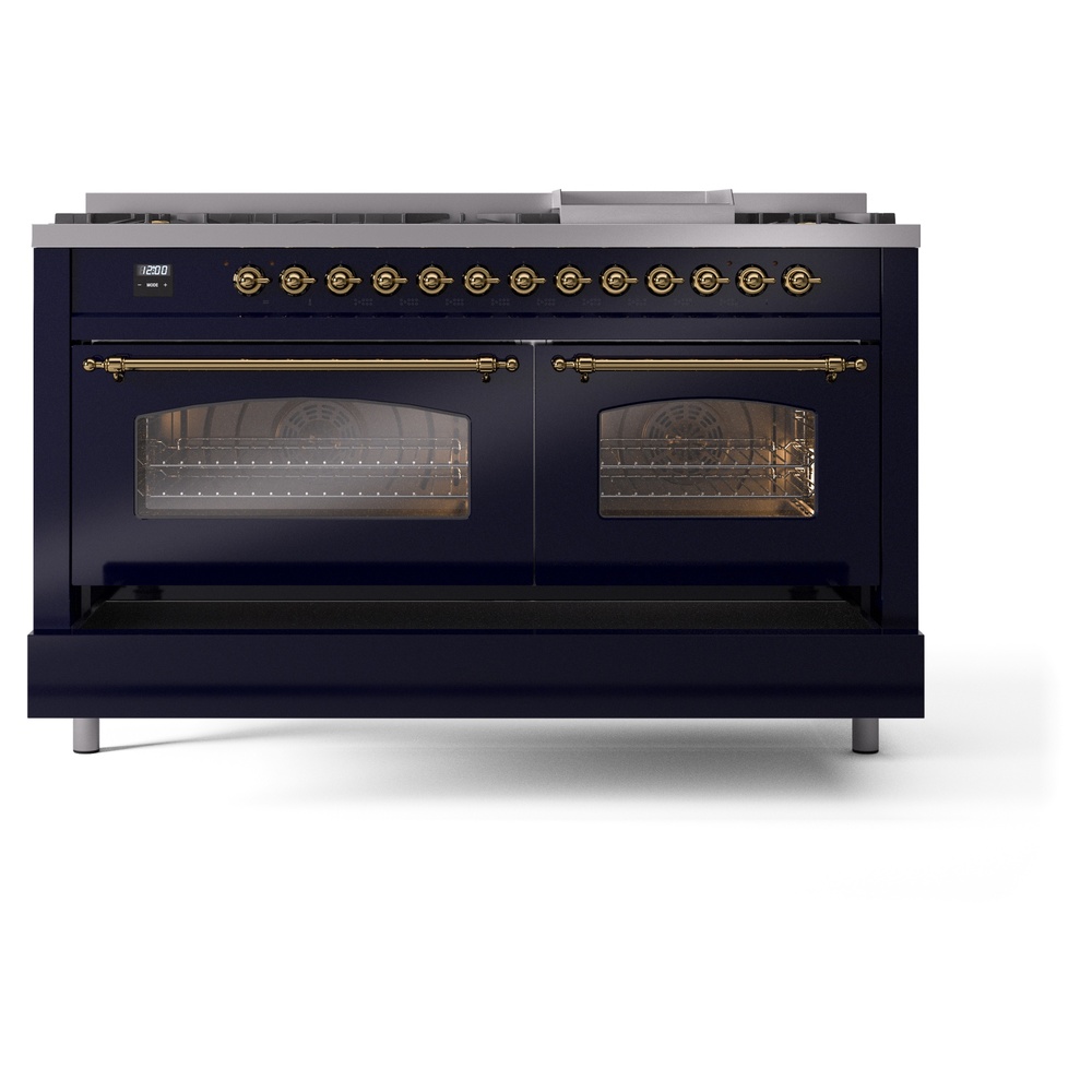 ILVE UP60FNMPMBGLP Nostalgie II 60" Dual Fuel Range, drawer opened