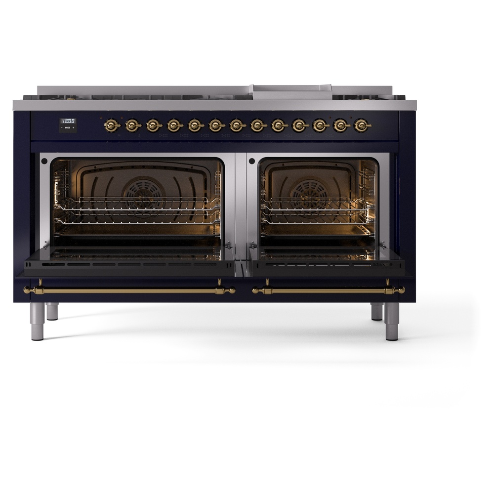 ILVE UP60FNMPMBG Nostalgie II 60" Dual Fuel Range, oven doors opened