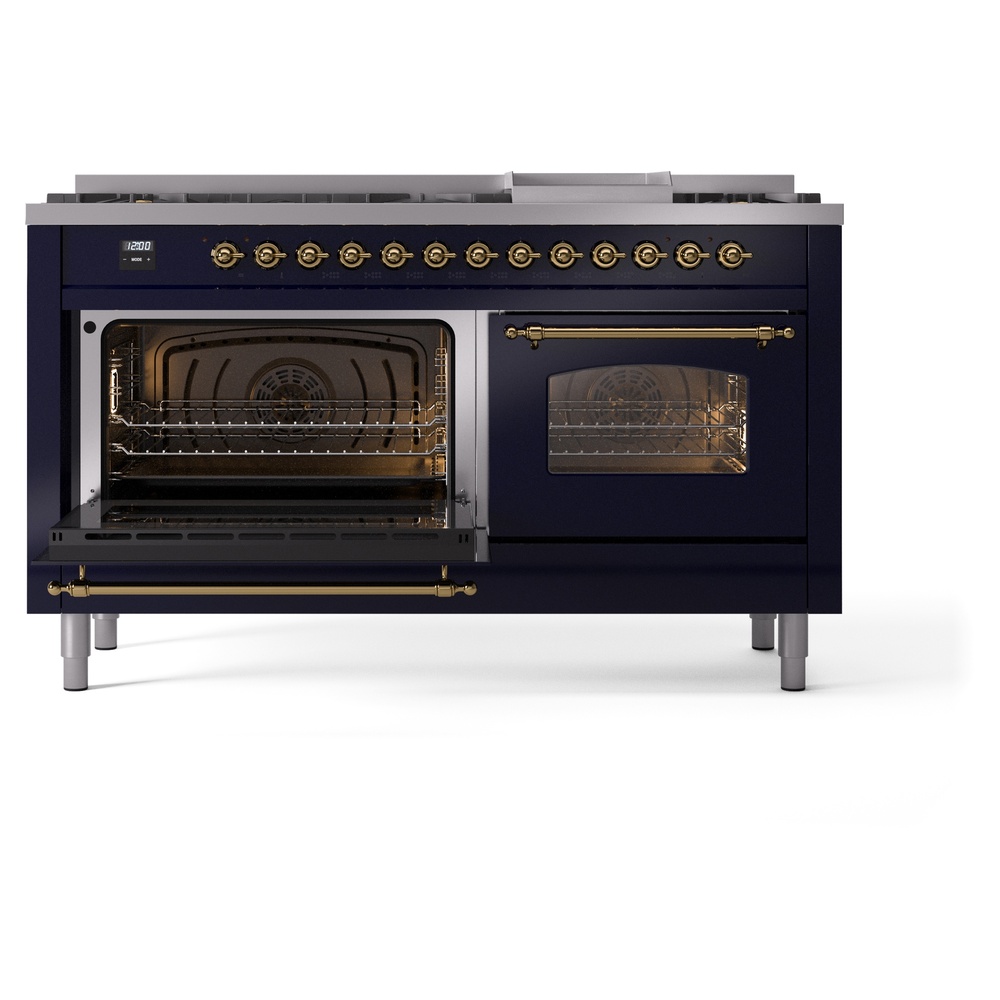 ILVE UP60FNMPMBG Nostalgie II 60" Dual Fuel Range, main oven door opened