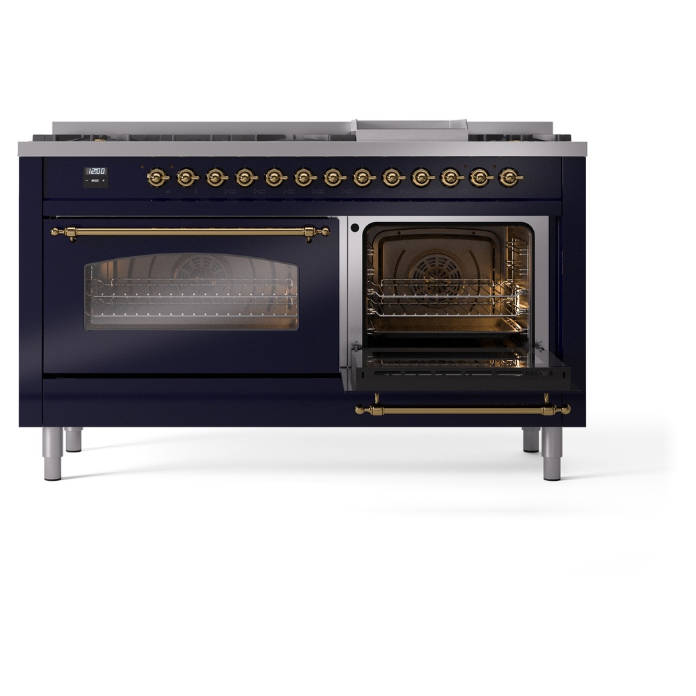 ILVE UP60FNMPMBG Nostalgie II 60" Dual Fuel Range, side oven door opened