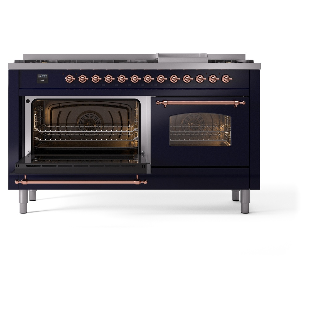 ILVE UP60FNMPMBPLP Nostalgie II 60" Dual Fuel Range, main oven door opened