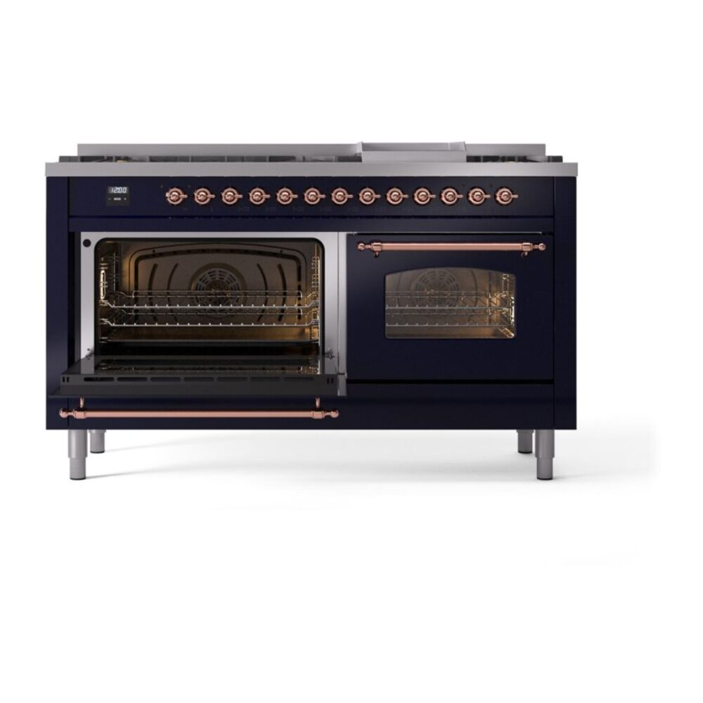 ILVE UP60FNMPMBP Nostalgie II 60" Dual Fuel Range, main oven door opened