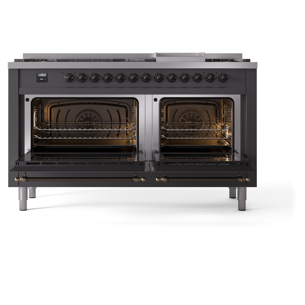 ILVE UP60FNMPMGBLP Nostalgie II 60" Dual Fuel Range, oven doors opened