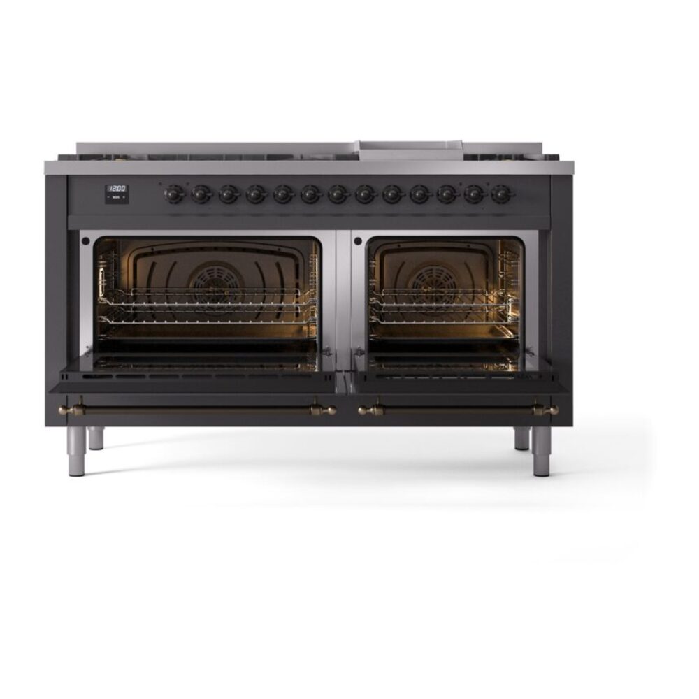 ILVE UP60FNMPMGBLP Nostalgie II 60" Dual Fuel Range, oven doors opened