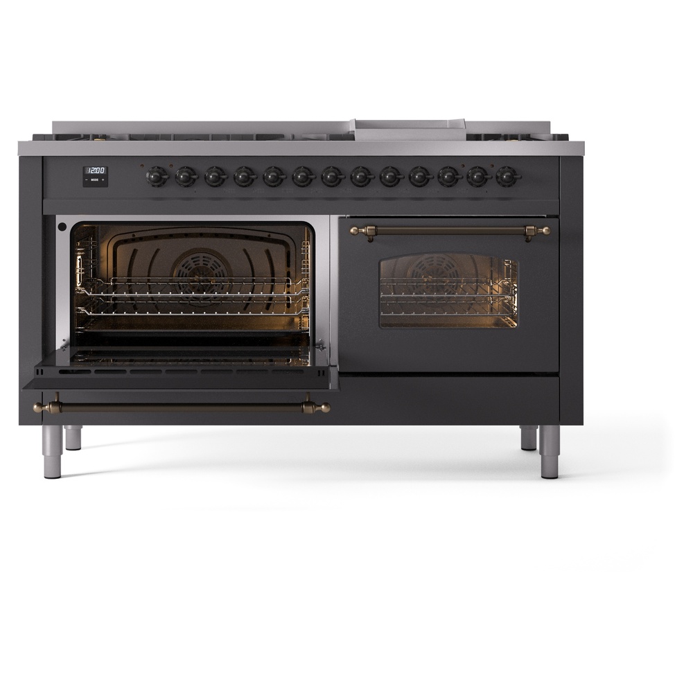 ILVE UP60FNMPMGBLP Nostalgie II 60" Dual Fuel Range, main oven door opened