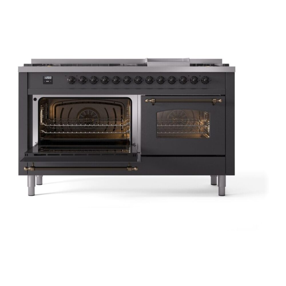 ILVE UP60FNMPMGBLP Nostalgie II 60" Dual Fuel Range, main oven door opened