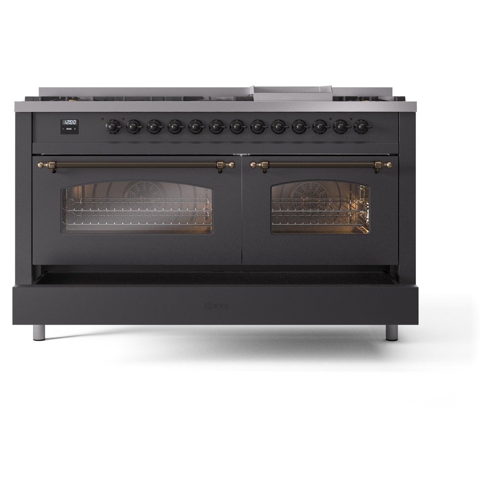 ILVE UP60FNMPMGBLP Nostalgie II 60" Dual Fuel Range, drawer opened