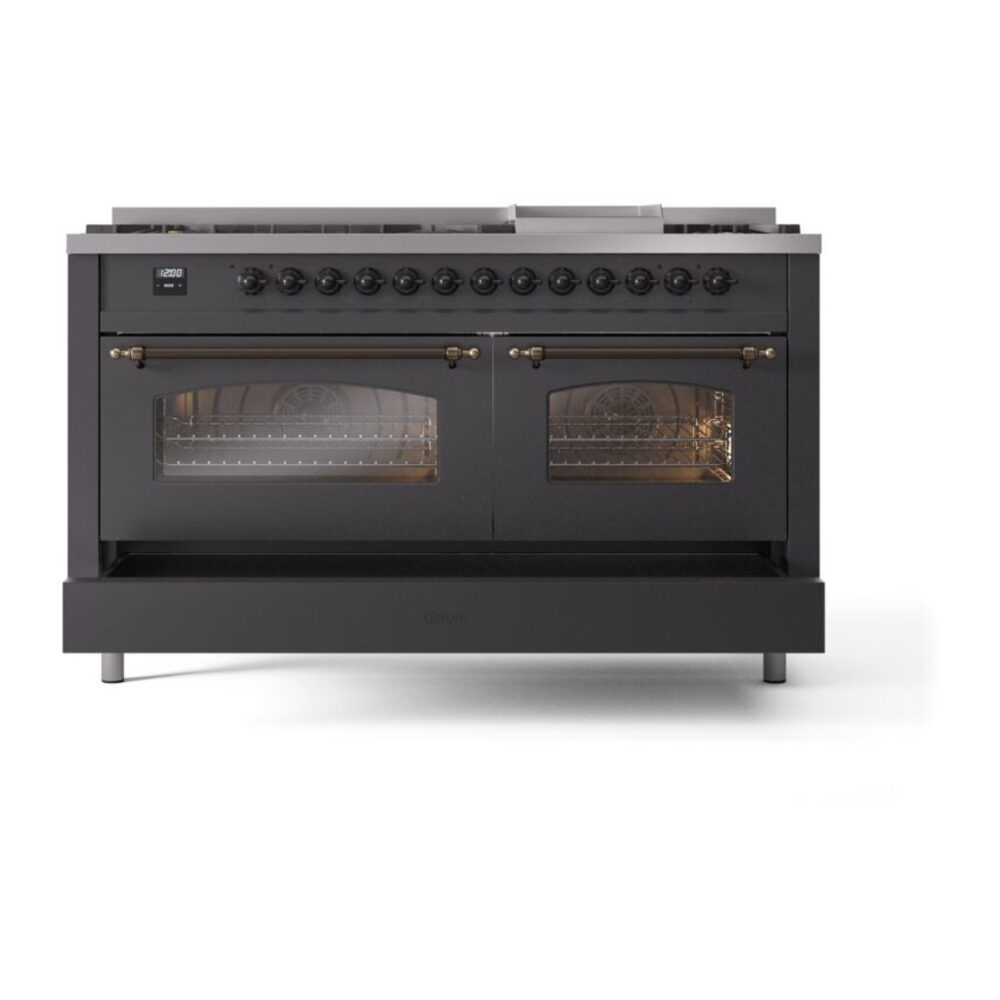 ILVE UP60FNMPMGB Nostalgie II 60" Dual Fuel Range, drawer opened