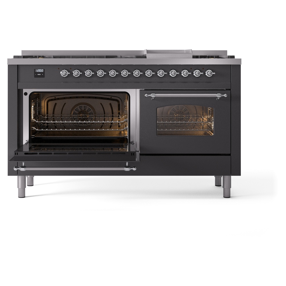 ILVE UP60FNMPMGCLP Nostalgie II 60" Dual Fuel Range, main oven door opened