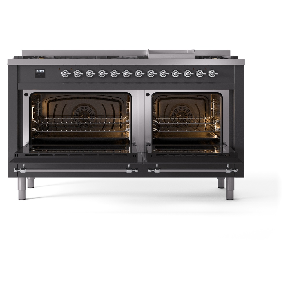 ILVE UP60FNMPMGC Nostalgie II 60" Dual Fuel Range, oven doors opened