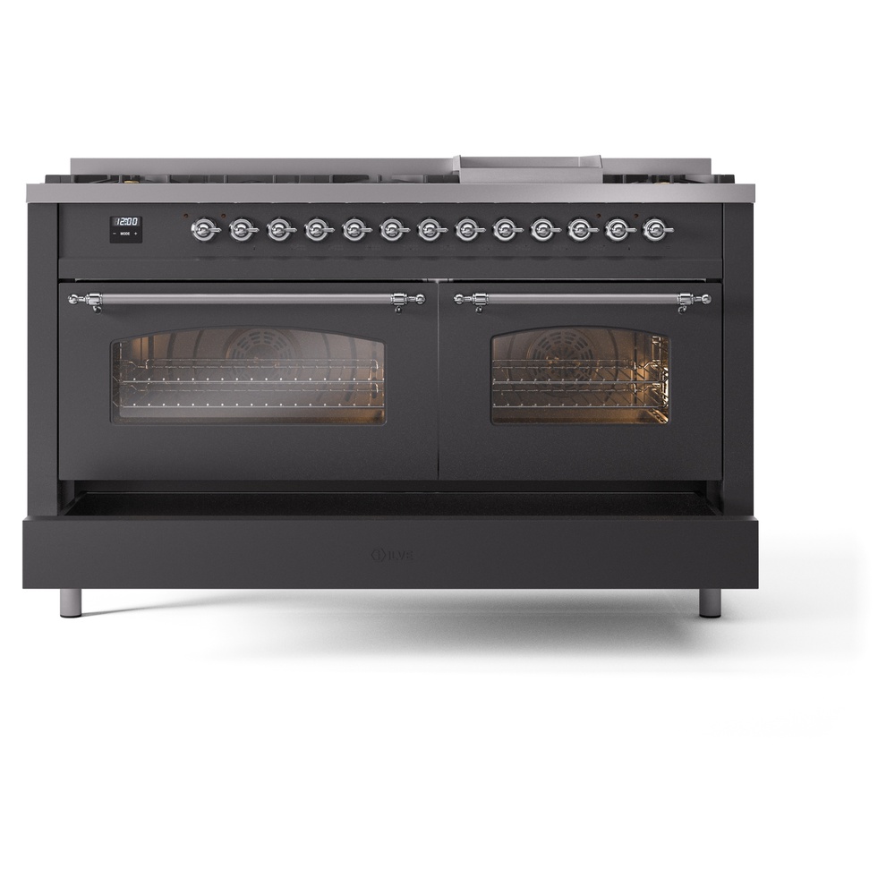 ILVE UP60FNMPMGC Nostalgie II 60" Dual Fuel Range, drawer opened