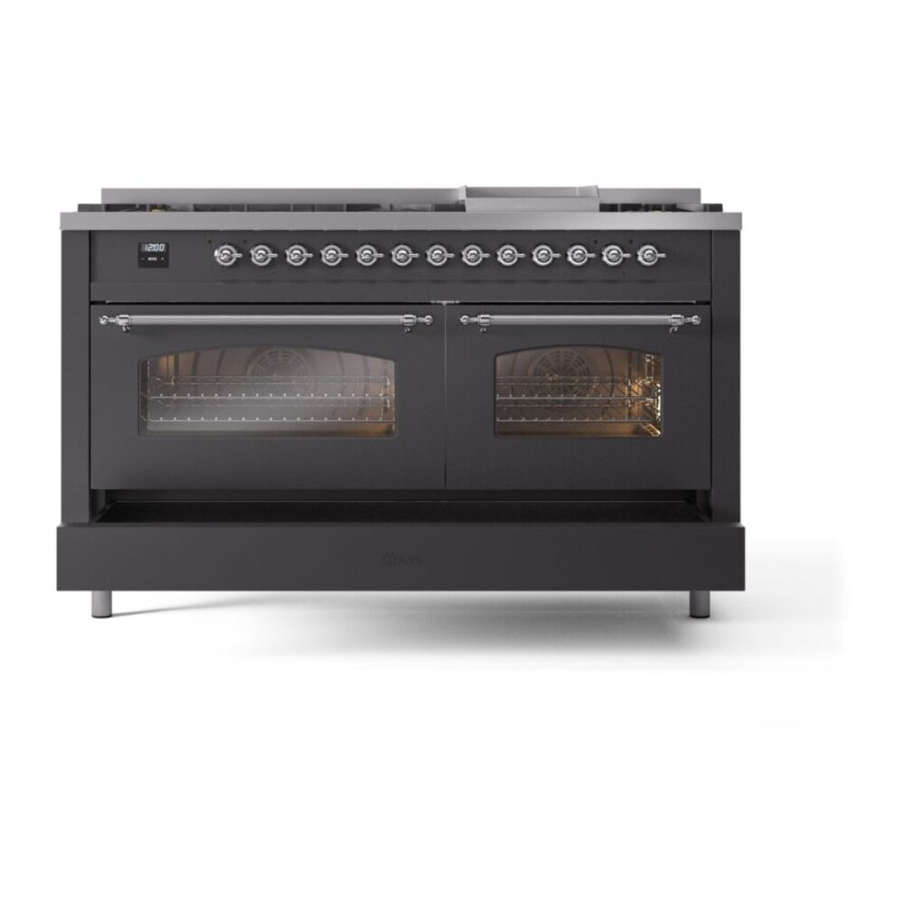 ILVE UP60FNMPMGC Nostalgie II 60" Dual Fuel Range, drawer opened